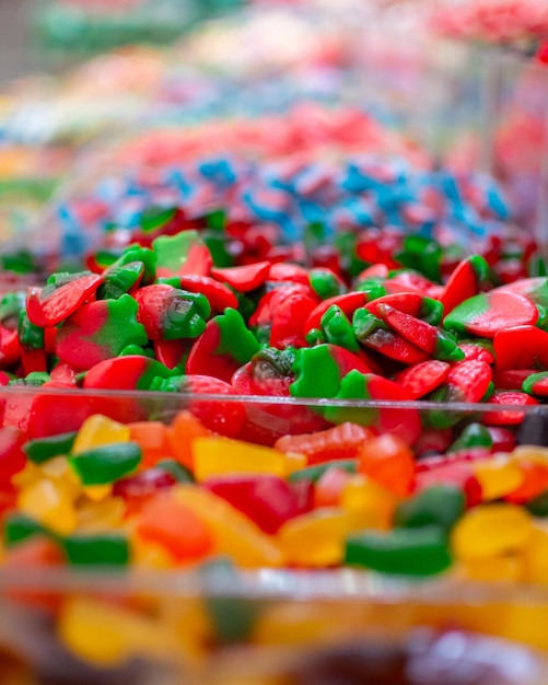 Photo vue complète des bonbons à vendre sur le marché