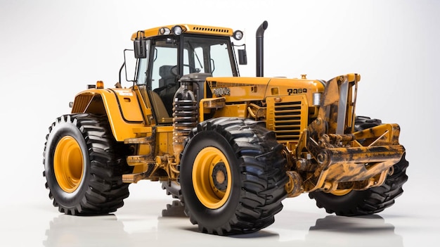 Vue complète d'un bulldozer isolé sur blanc