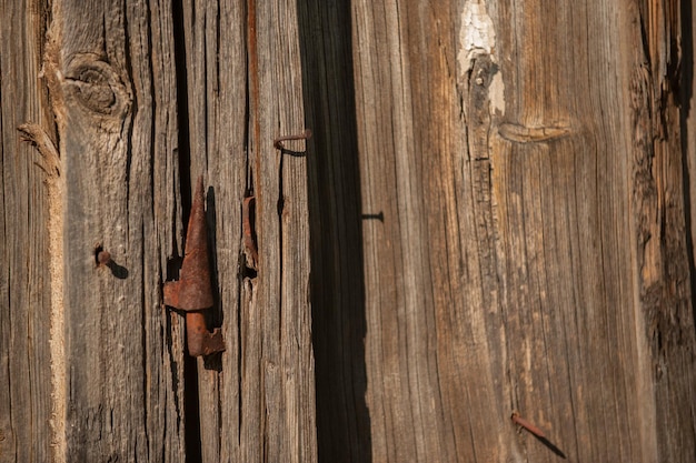 Vue complète de la vieille porte en bois