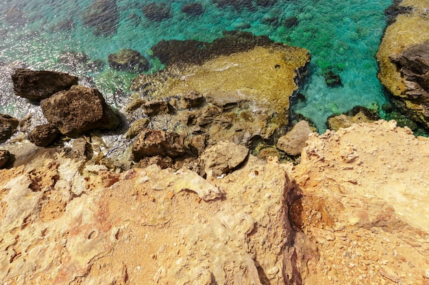 Vue d'une côte rocheuse le matin