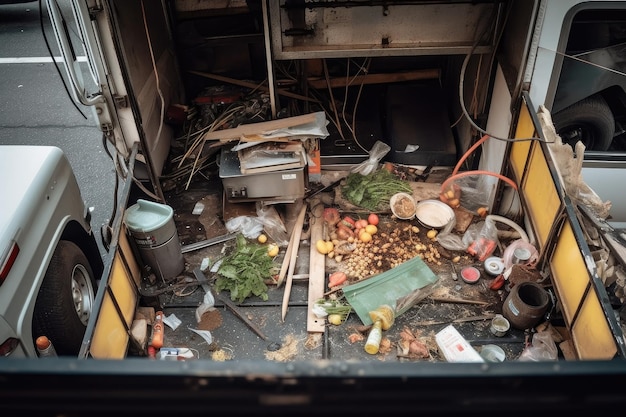 Vue coupée d'un camion de nourriture démonté créé avec l'IA générative