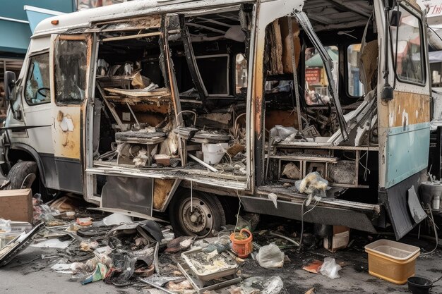 Vue coupée d'un camion de nourriture démonté créé avec l'IA générative