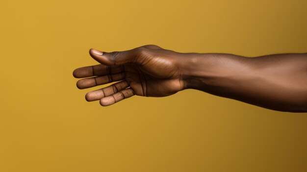 Photo vue coupée d'un homme afro-américain faisant des gestes isolé sur jaune