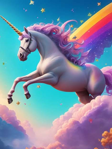 Vue d'une créature licorne magique et mythique