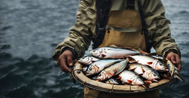 Vue de délicieux poissons frais générés par IA