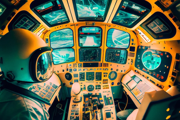 Vue depuis le cockpit d'un capitaine de vaisseau spatial se précipitant dans l'espace à grande vitesse