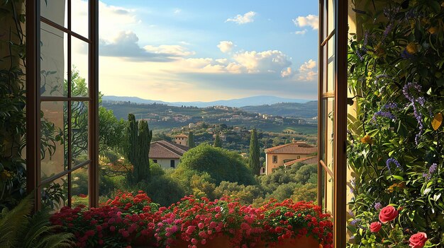 La vue depuis la fenêtre de ma villa au sommet de la colline