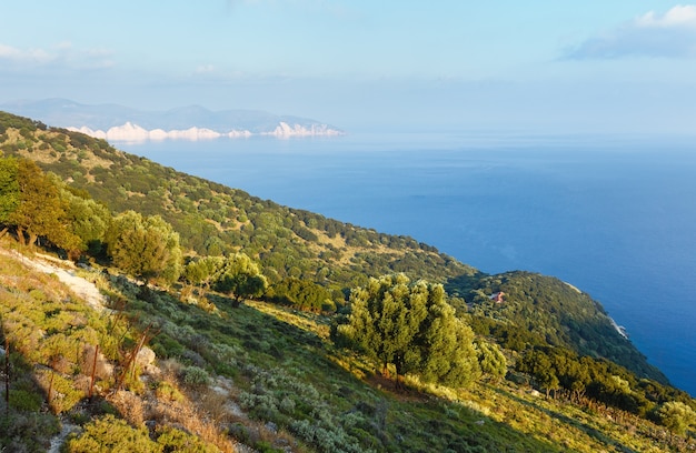 Vue depuis la route de Myrtos Beach. Paysage de mer d'été Grèce, Céphalonie.