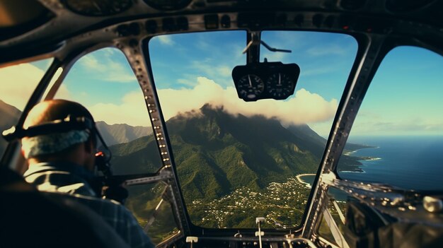 La vue depuis le siège du pilote d'un hélicoptère