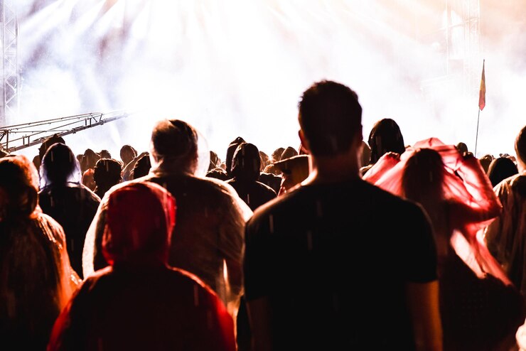 Photo vue de derrière des gens à un concert de musique