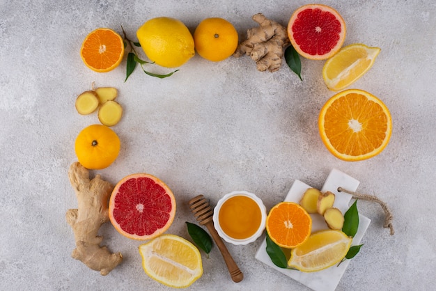 Photo vue de dessus des aliments stimulant l'immunité