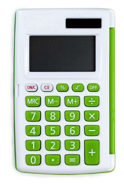 Vue de dessus d&#39;une calculatrice isolée