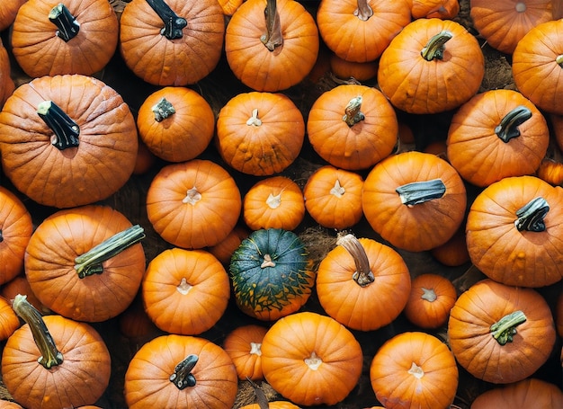 vue de dessus des citrouilles