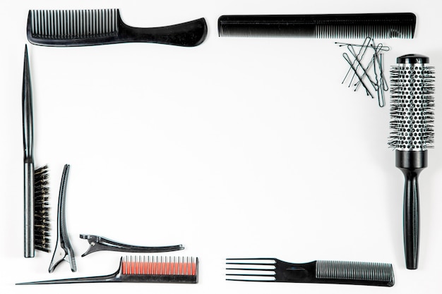 Vue de dessus de coiffeur instruments