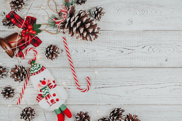 vue de dessus décorations de Noël