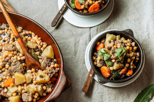 Vue de dessus délicieuse cuisine juive