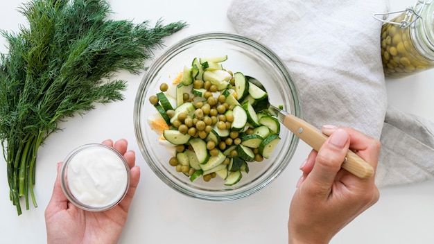 Photo vue de dessus de délicieux aliments sains