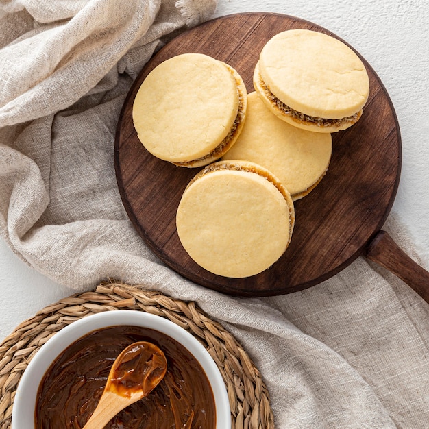 Vue de dessus de délicieux biscuits alfajores