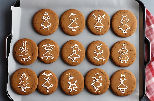 vue de dessus de délicieux biscuits au pain d'épice