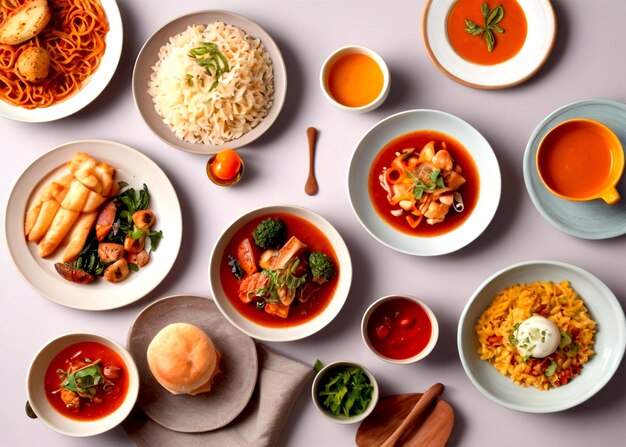 Vue de dessus d'un délicieux repas sur une assiette de fond de table