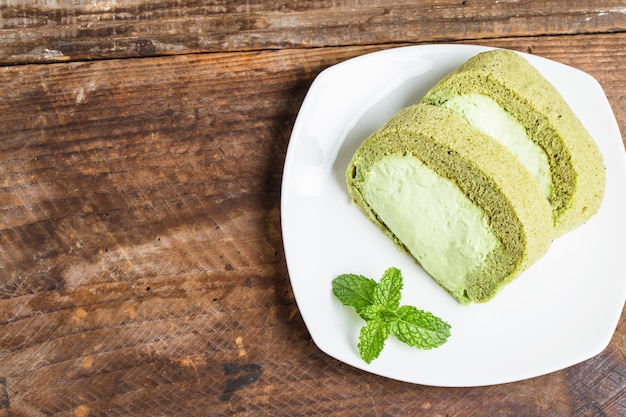 Vue de dessus délicieux thé matcha le dessert