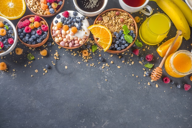 Vue De Dessus Divers Petit Déjeuner Sur Table