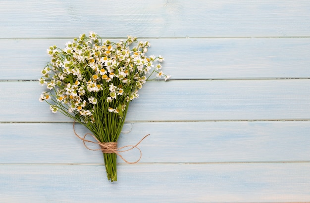 Photo vue de dessus du bouquet de fleurs de camomille