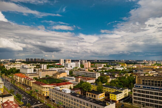 Vue de dessus du centre historique de Minsk .Vieille ville au centre de Minsk et de l'Avenue de l'Indépendance.Biélorussie