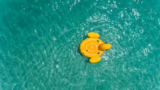 Vue de dessus du ciel de bouée de natation canard.