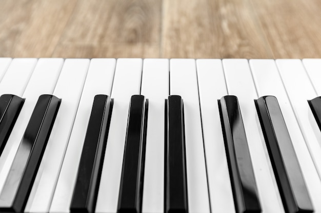 Vue de dessus du clavier de piano