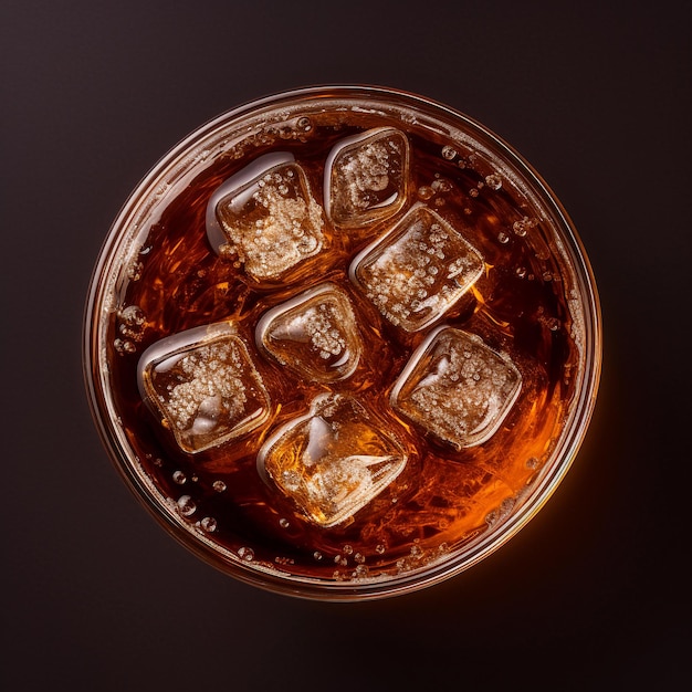 Vue de dessus du cola dans le verre génératif par AI