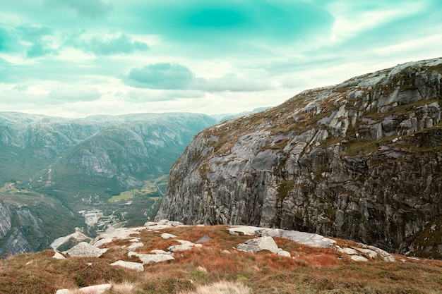 Vue de dessus du fjord norvégien