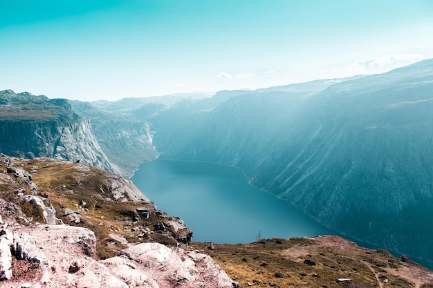 Vue de dessus du fjord norvégien