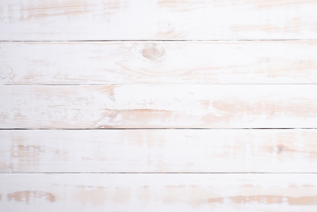 Vue de dessus du fond blanc texture bois, table en bois. Lay plat.