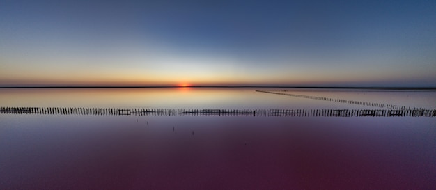 Vue de dessus du lac salé rose