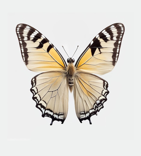 Vue de dessus du papillon noir orange isolé sur la découpe de fond blanc