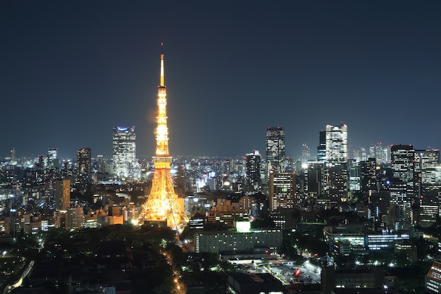 vue de dessus du paysage urbain de Tokyo dans la nuit