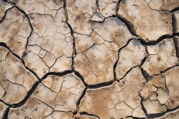 Vue de dessus des fissures au sol texture des trous de fissuration