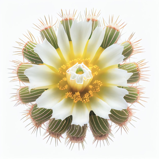 Vue de dessus de fleur de cactus Saguaro isolé sur fond blanc adapté pour une utilisation sur les cartes de la Saint-Valentin