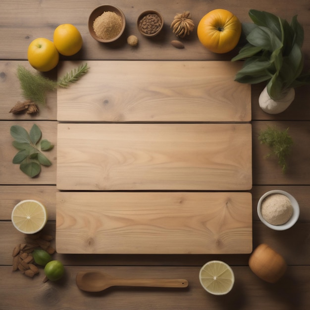 Vue de dessus de fond en bois de table en bois Ai généré