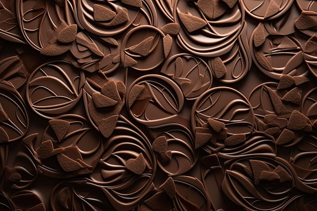 Vue de dessus fond chocolat AI générative