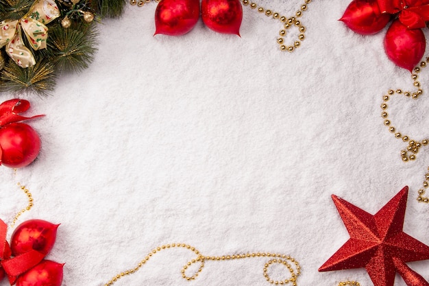 Vue de dessus de fond de noël neige maquette