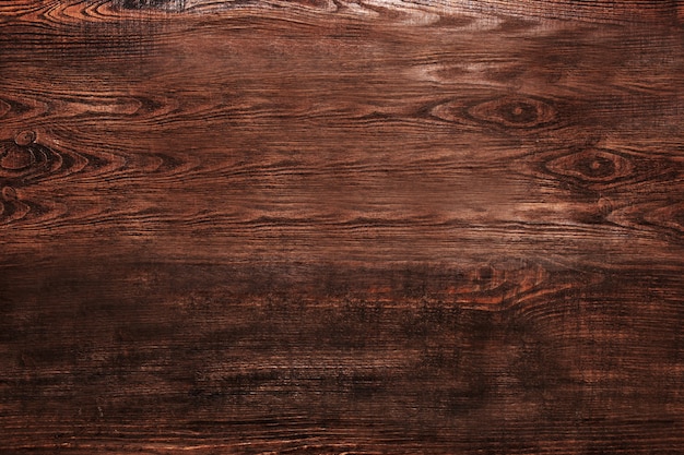 Vue de dessus de fond texturé en bois marron. Personne