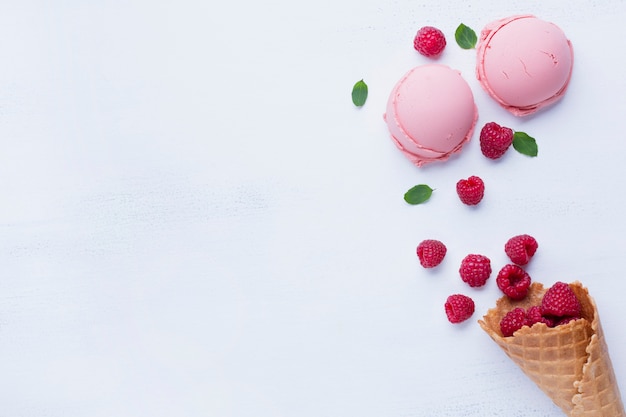 Photo vue de dessus, de, glace framboise