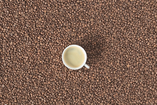 Vue de dessus des grains de café