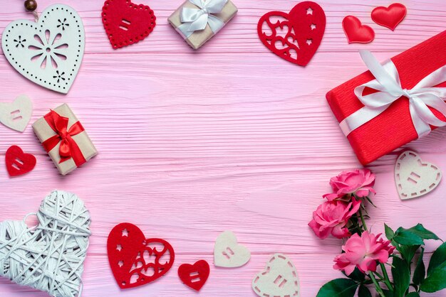 Vue de dessus holdiay, st. Flatlay de la Saint-Valentin