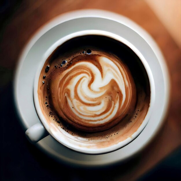 Vue de dessus de l'IA générative tasse de café et de lait