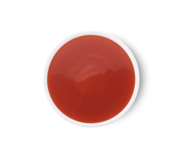 Photo vue de dessus de ketchup isolé sur fond blanc