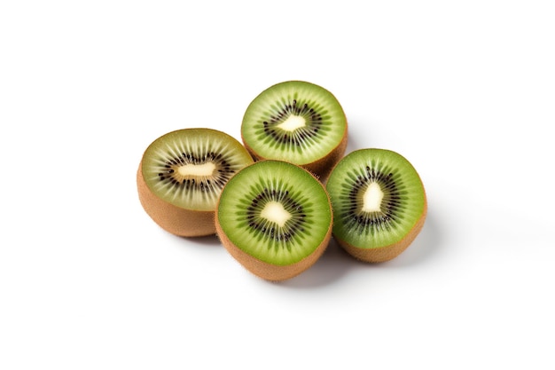 Vue de dessus kiwi frais entier et tranché isolé sur fond blanc