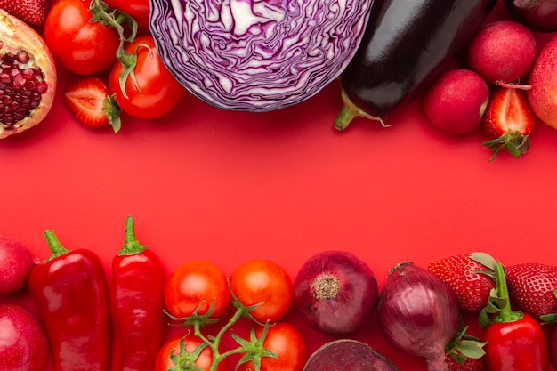 Vue de dessus des légumes avec espace de copie